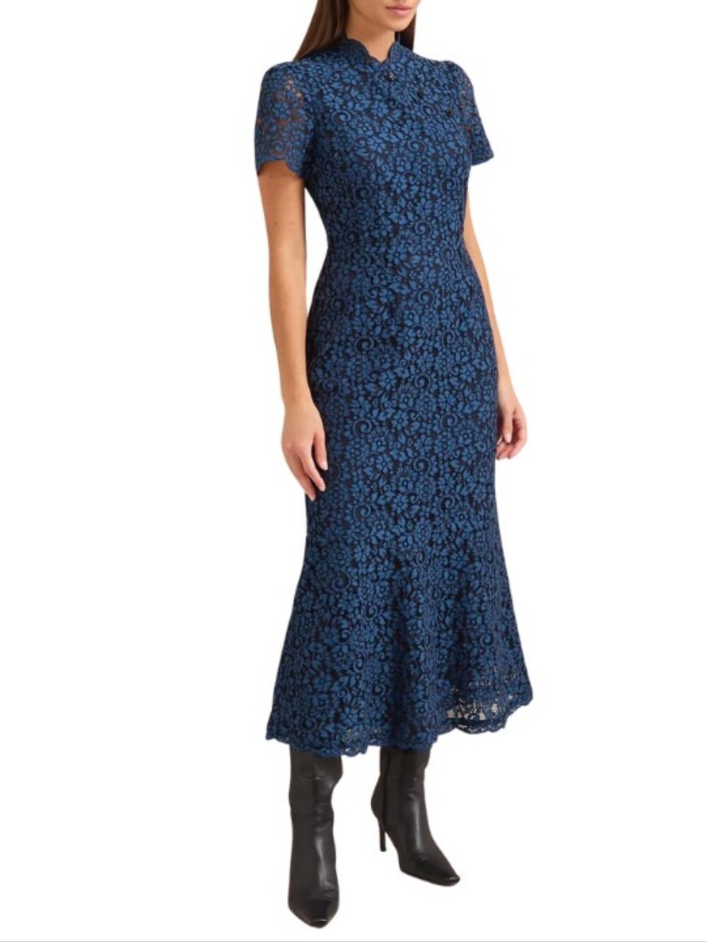 CefinnLayla Lace Qipao Midi Dress - Navy